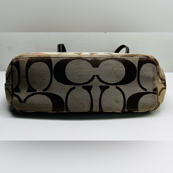 Coach 15112 Signature Stripe Beige And Brown Tote - Picture 7 of 10